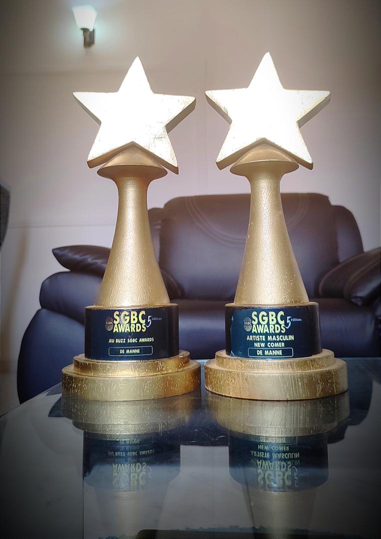 Two SGBC Awards trophies